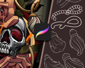 Procreate Rope, Tassel & Chain Brush Set: Tattoo Stamp Brushes