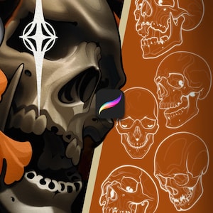 Skull Stamp Brushes for Procreate: Neotrad Tattoo Design Tool (Digital Download)