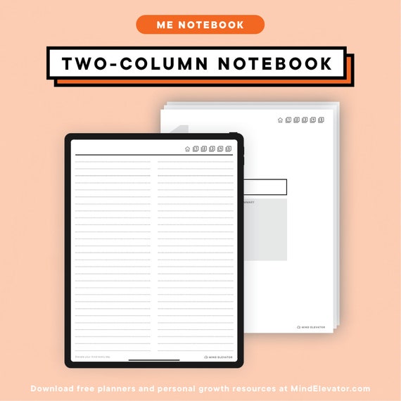 Twocolumn Digital Notebook Notebook Template hyperlinked Etsy