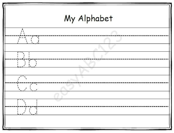 printable uppercase and lowercase alphabet letters trace etsy