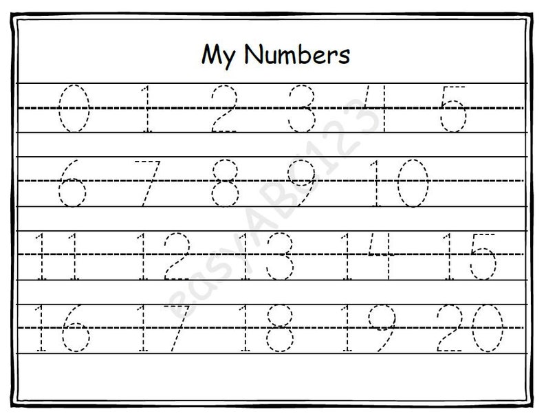 printable 0 20 my numbers tracing page includes bonus etsy