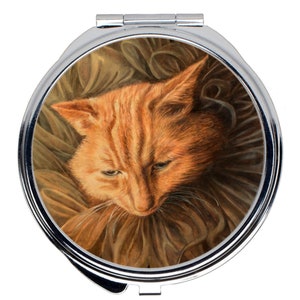 Cat Compact Fine Art Compact Cat Gift Cat Lover Gift Orange Cat Kitty Compact Mirror Compact Mirror Vintage Gifts For Her Stocking Stuffer