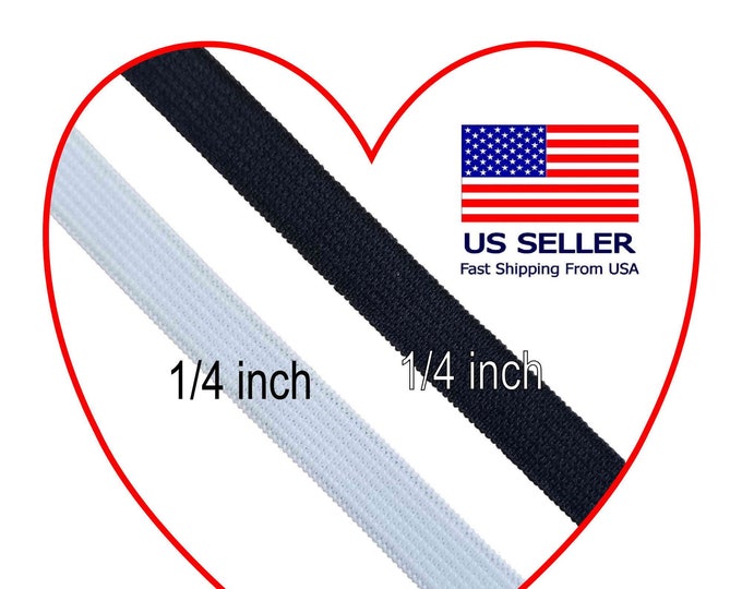 Featured listing image: 1/4 Elastic band for face masks 10 YARDS elastic knit cord White / Black from USA to make Ear loops facial mask DIY sewing straps