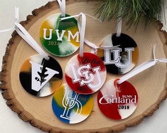 College & High School Personalized Ornaments - Made to Order