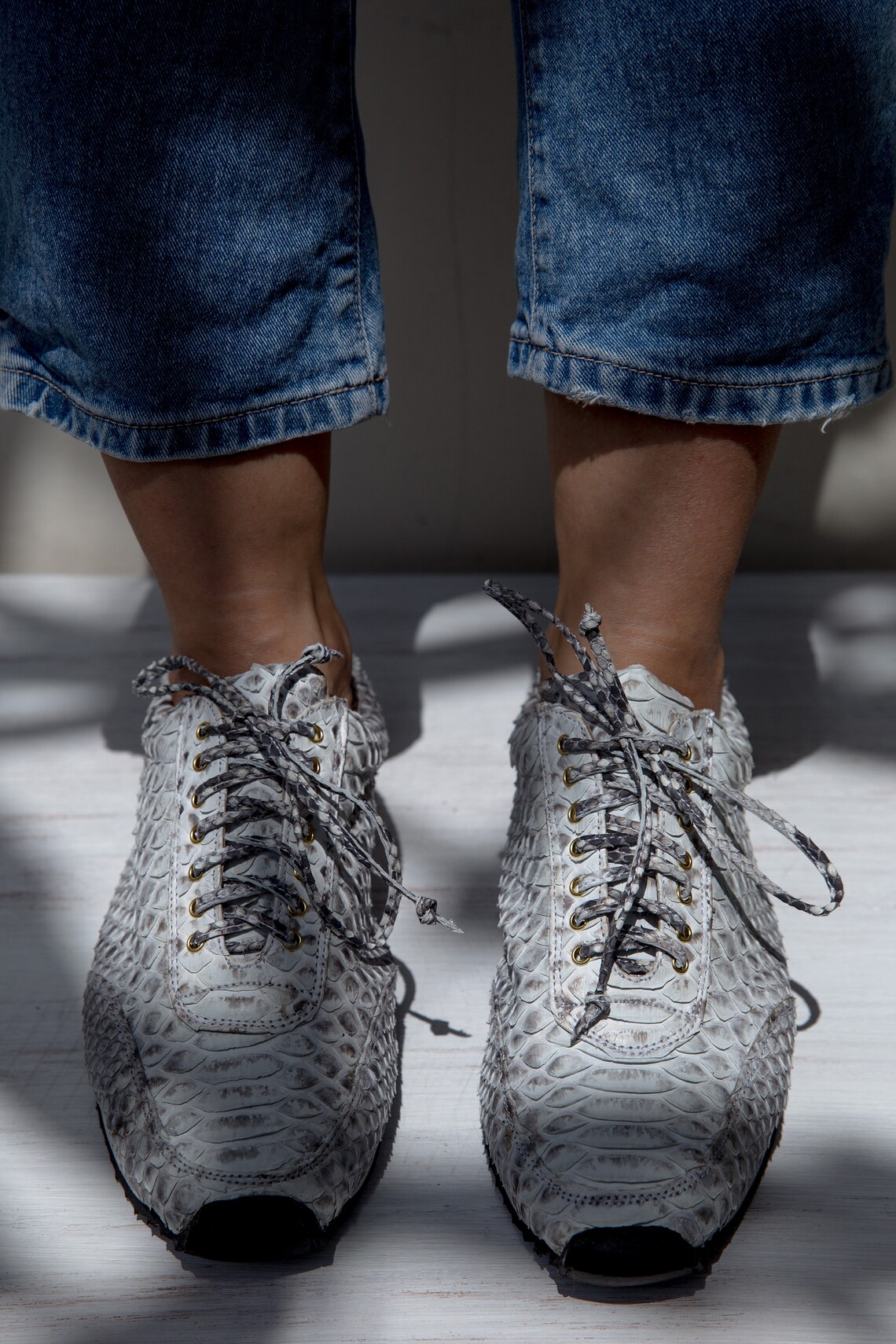 python leather sneakers