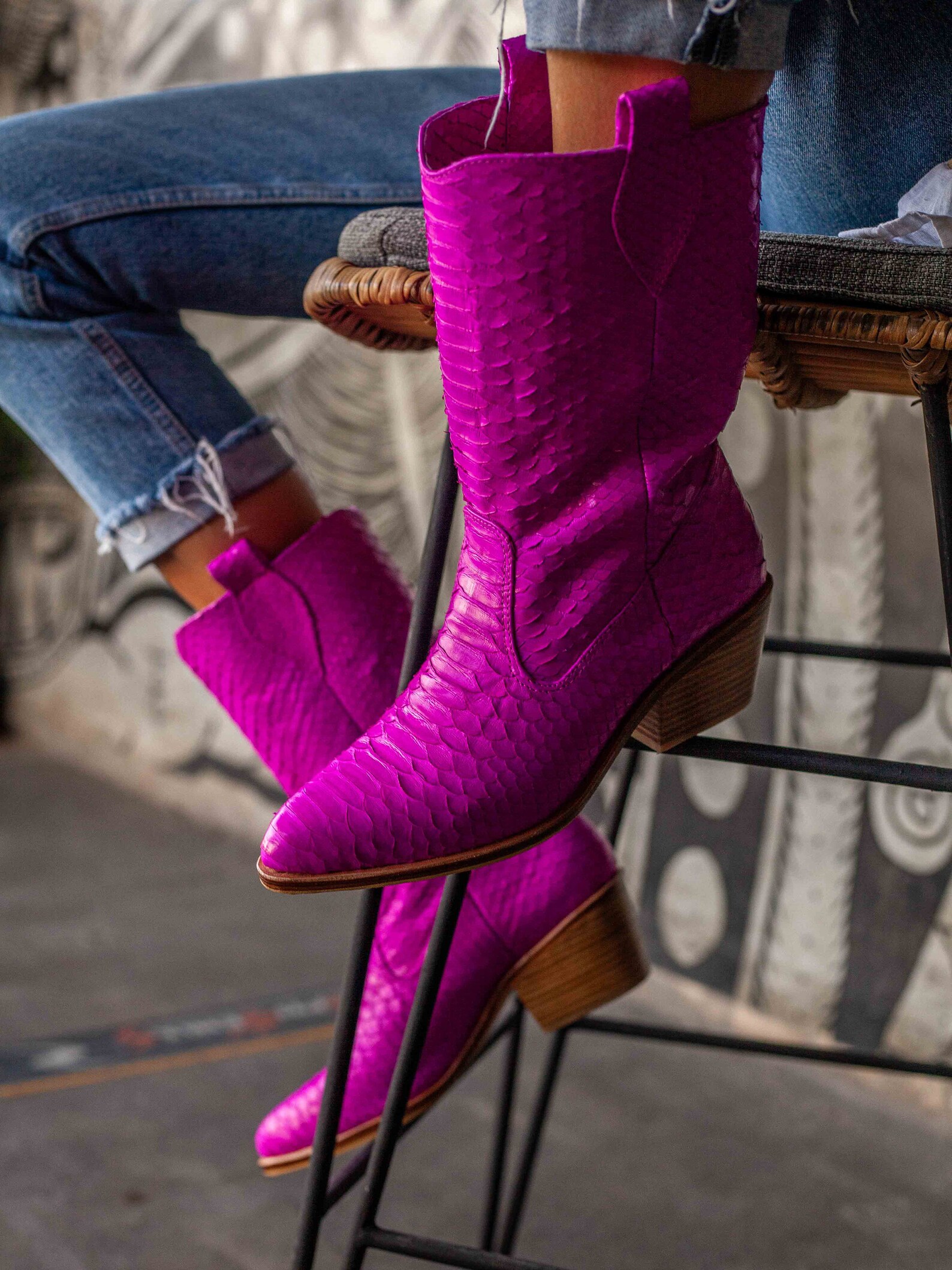 neon riding boots