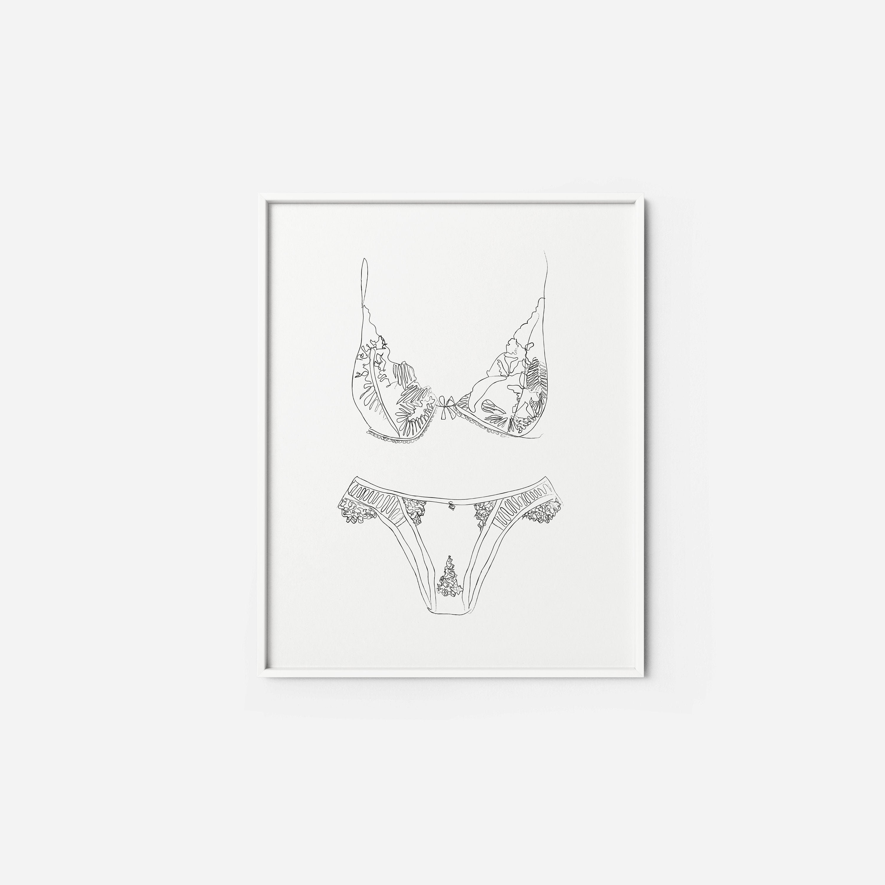 Lingerie Set PRINTABLE ART Lingerie drawing fashion sketch Etsy