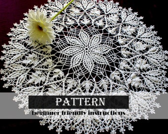 Lace Doily Crochet Pattern Beginner friendly Instructions Tablecloth Instant Download PDF Handmade