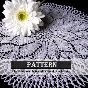 Patrón tapete de encaje + instrucciones paso a paso, atrapasueños, flor, hecho a mano, de punto, mantel, 30 cm, regalo perfecto o idea de decoración