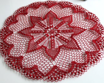 Doily, mantel, servilleta, Spitzendecke, hecho a mano, 55 cm, ganchillo, encaje, decoración, idea de regalo, pieza central