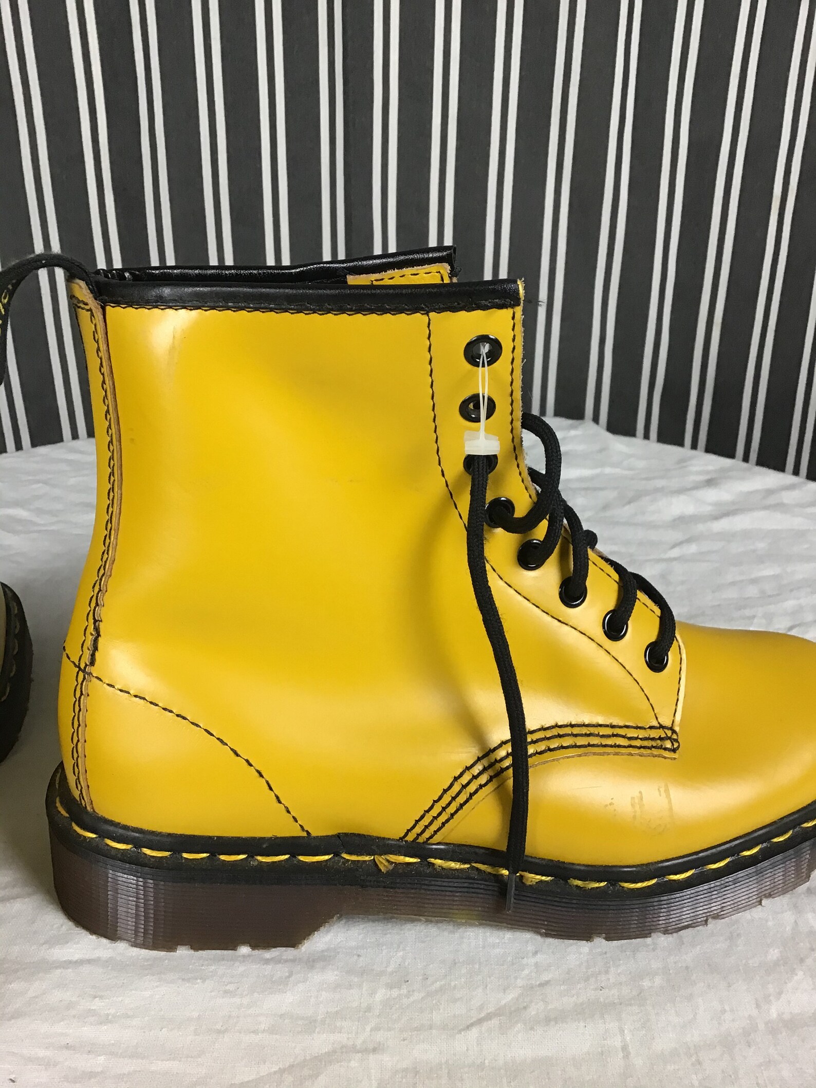 black and yellow doc marten laces