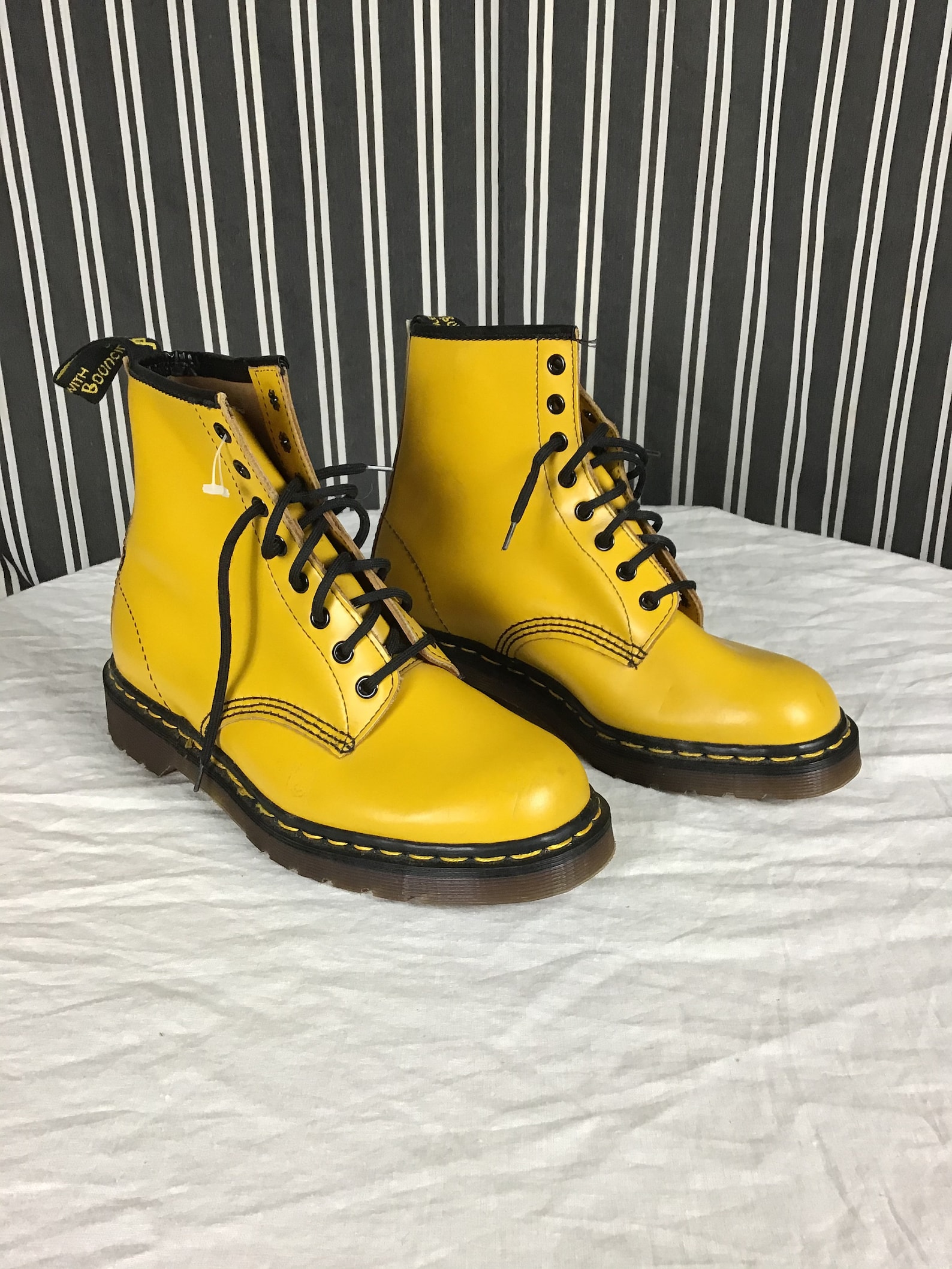black and yellow doc marten laces