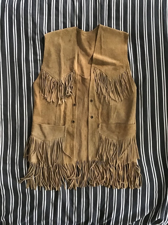 Vintage 70s/80s boho suede fringe vest vtg 1970s