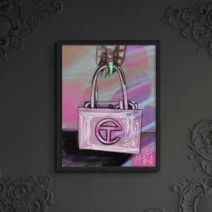 Rosa Telfar Tasche | Wall Art Prints, rosa, Wohnkultur, Mode Illustration Drucke