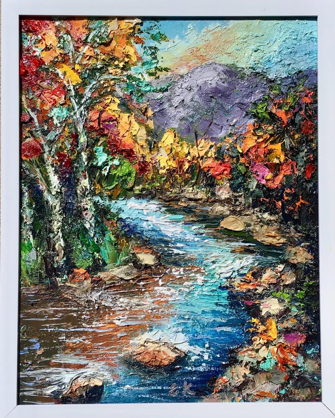 Mountain River,11x14”, Original Palette Knife Impasto Oil Painting ...