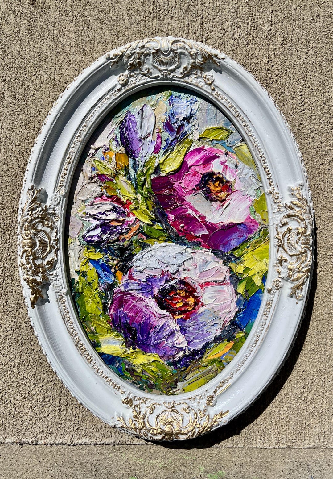 Peonies,9”x12” Original Hand Painted Palette Knife Impasto Oil Painting ...