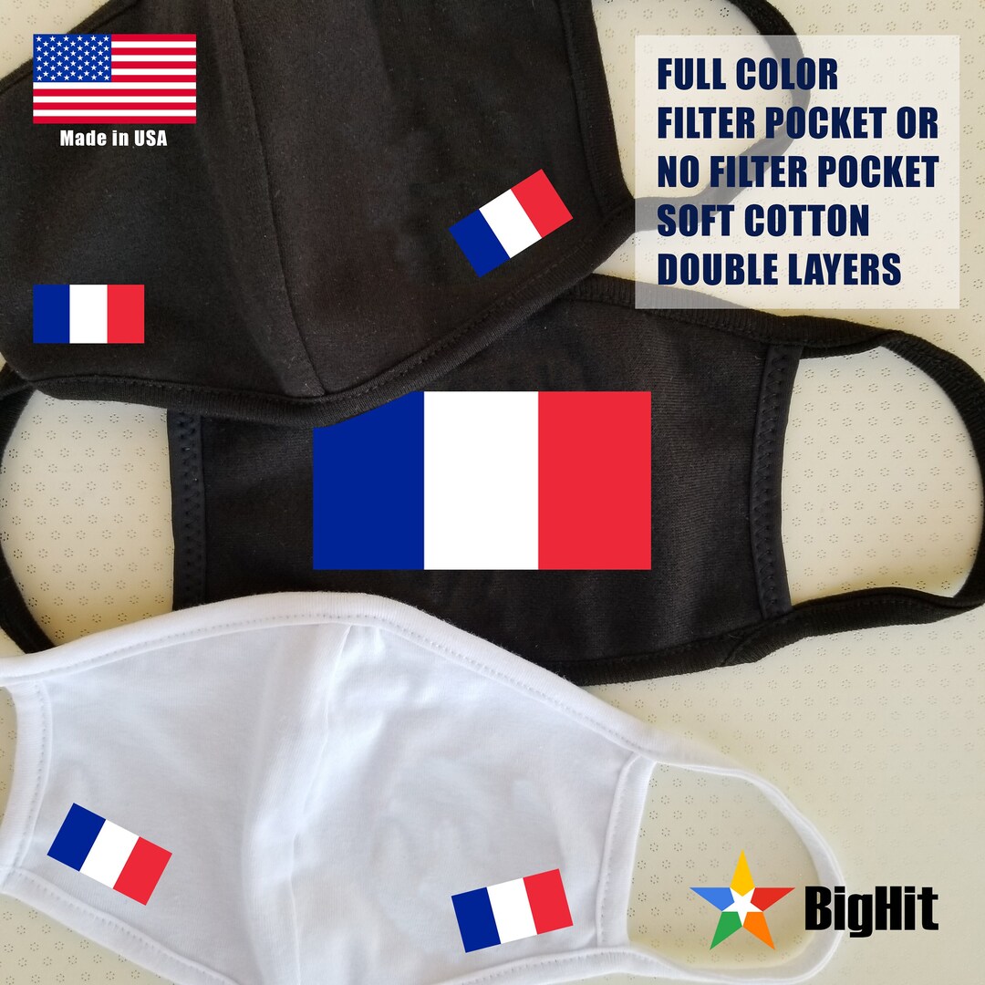 Full Color France Flag Face Mask, France Flag Face Mask, French Flag Face Mask, National Flag