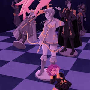 Bernadetta/Black Eagles Chess Print - Large Print