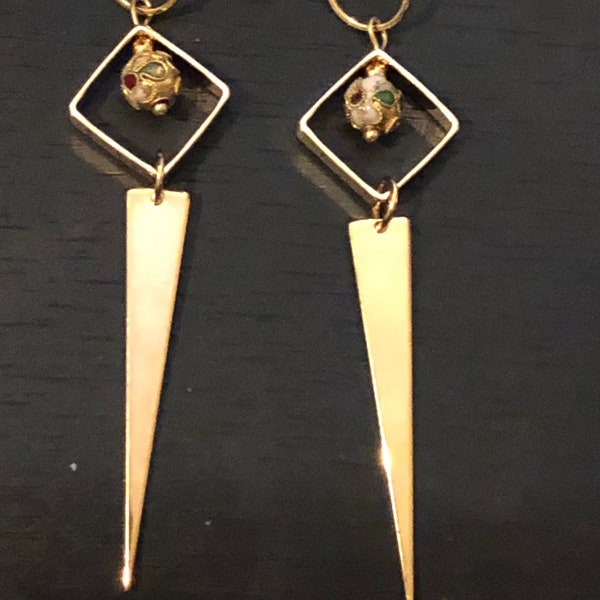 Boucles d’oreilles longues or 24k