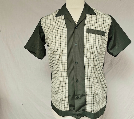 Green Check Shirt Swing Rockabilly 50s Retro Men's Shirt