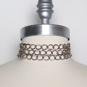 Wide silver color multi-row choker