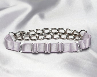 Two-in-one choker in satin and chains made to measure