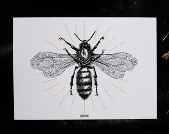 Bee Illustration A5 Print