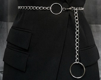 Minimalist customizable belt in silver chain and O ring