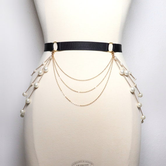 Gold Chain Belt with Pearl Accents Sam Edelman Women main image 3