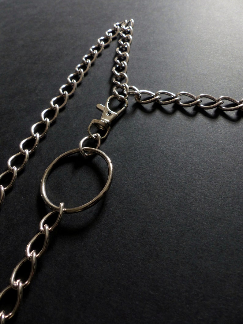 Minimalist customizable belt in silver chain and O ring image 7