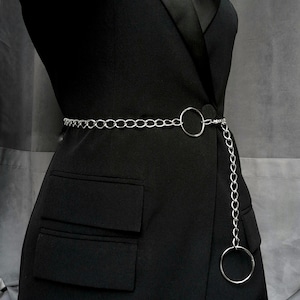 Minimalist customizable belt in silver chain and O ring image 2