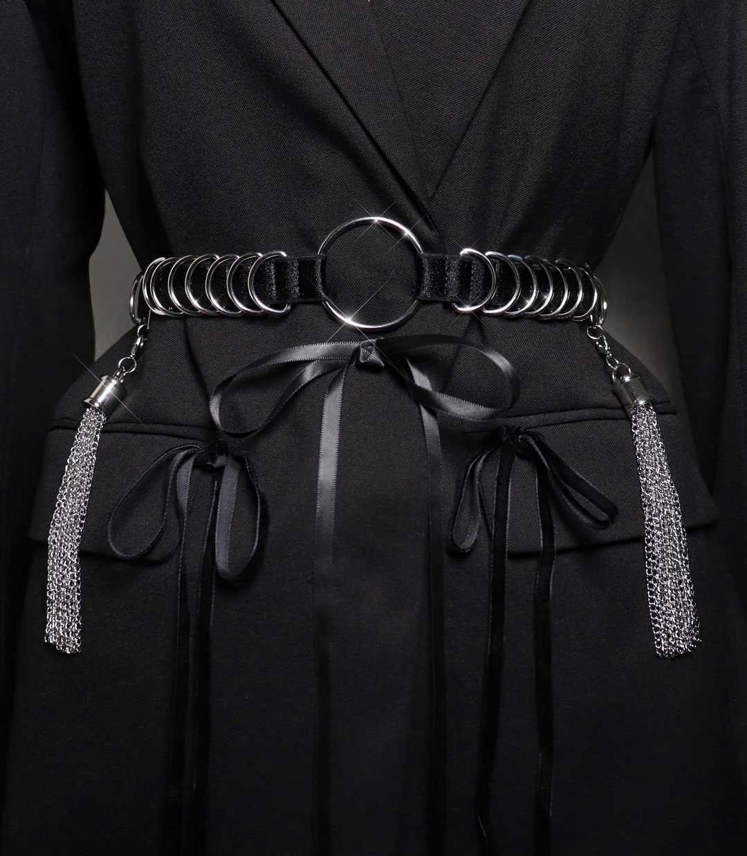 Belt With Chains and Crystal Style Glass Pendants - Etsy Colombia