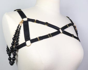 Mini-Brustgeschirr mit Onyxperlen