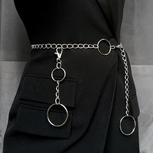 Minimalist customizable belt in silver chain and O ring image 4