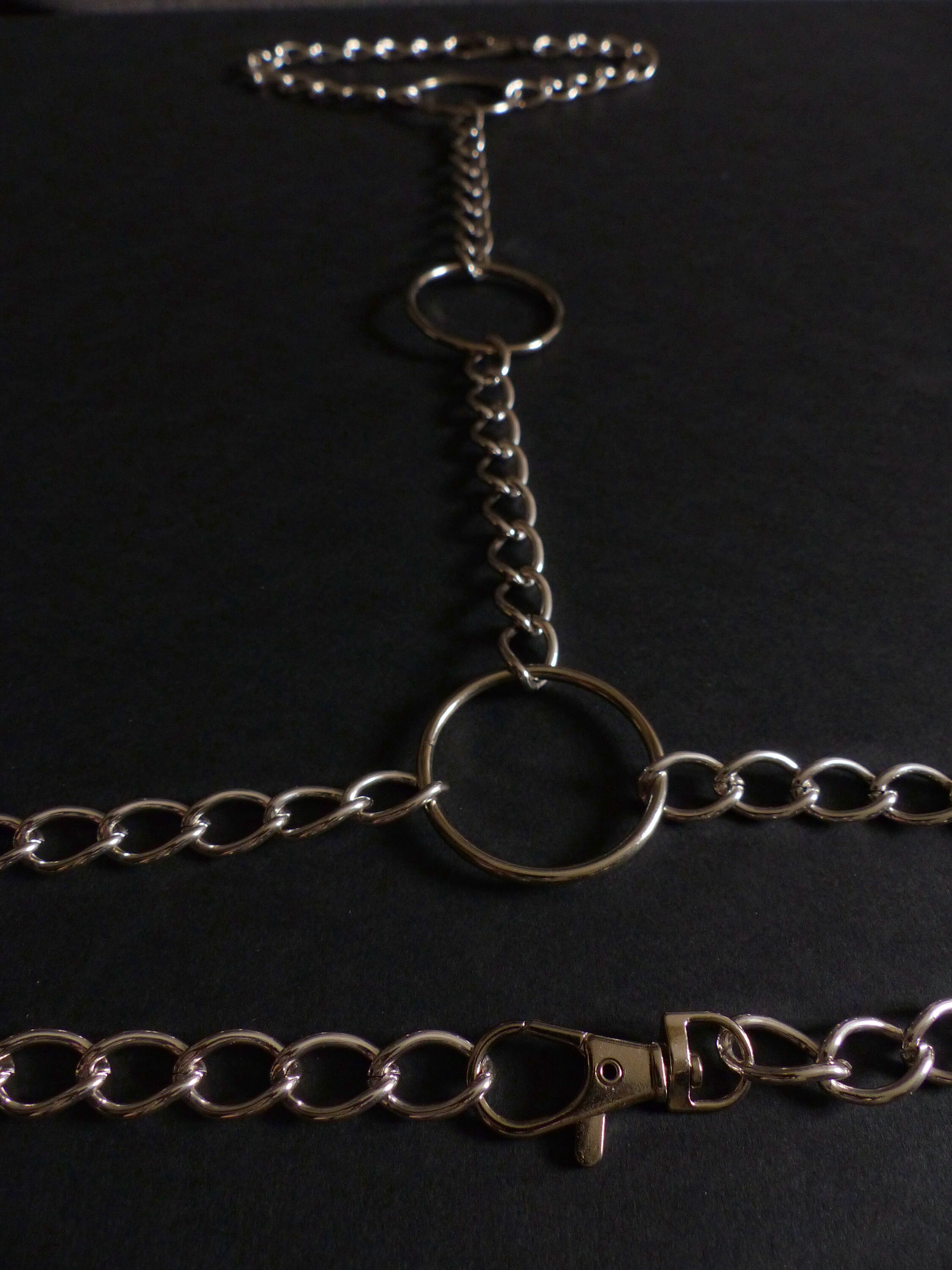 Underboobs silver chain harness and triple O ring // Chain Etsy