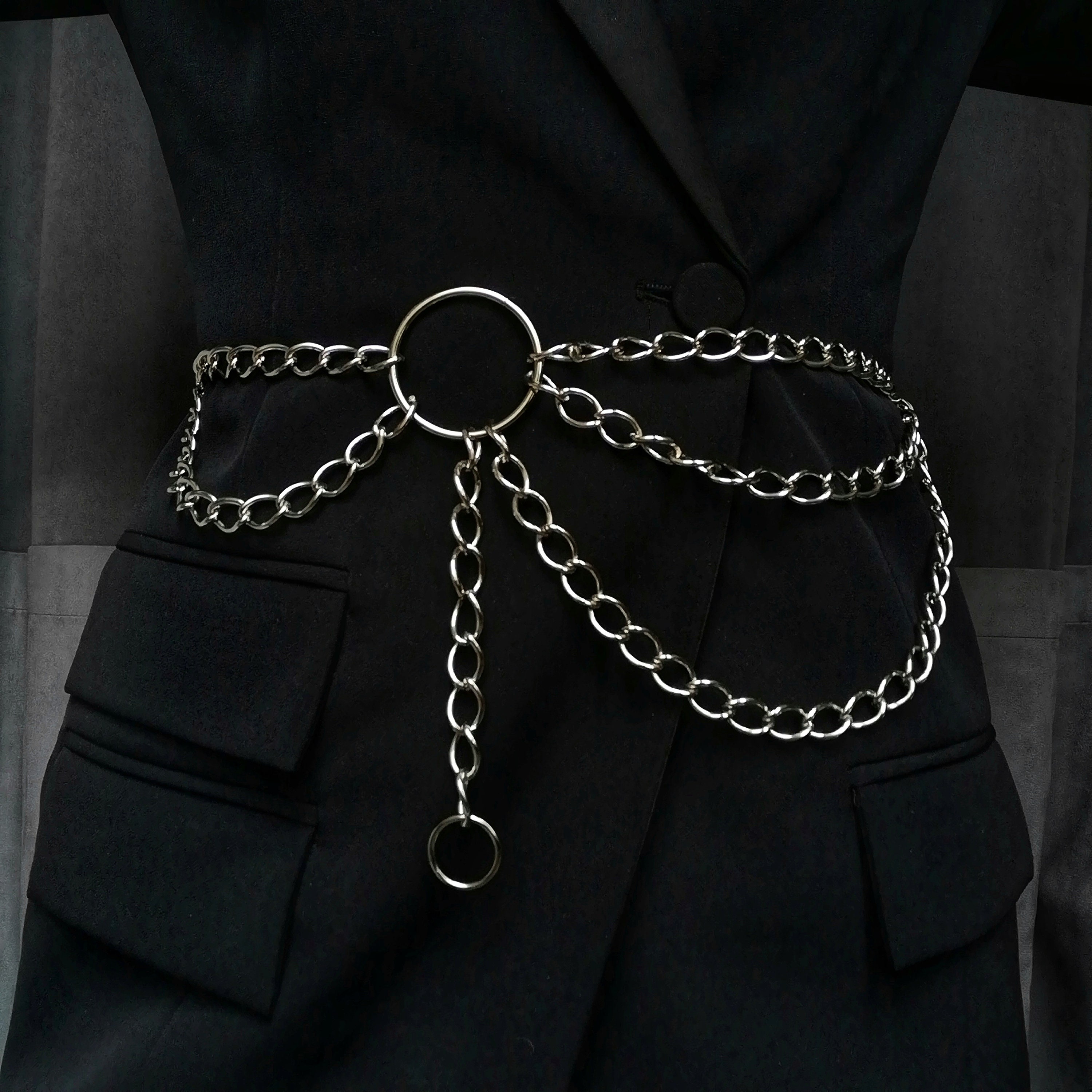 GOOD GRIEF☆Chain Belt Waist and Hips Belt in Silver Color Chain and O Ring