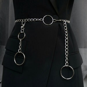 Minimalist customizable belt in silver chain and O ring image 3