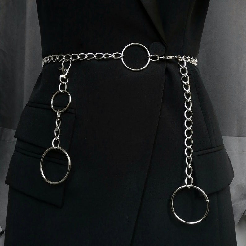 Minimalist customizable belt in silver chain and O ring image 3