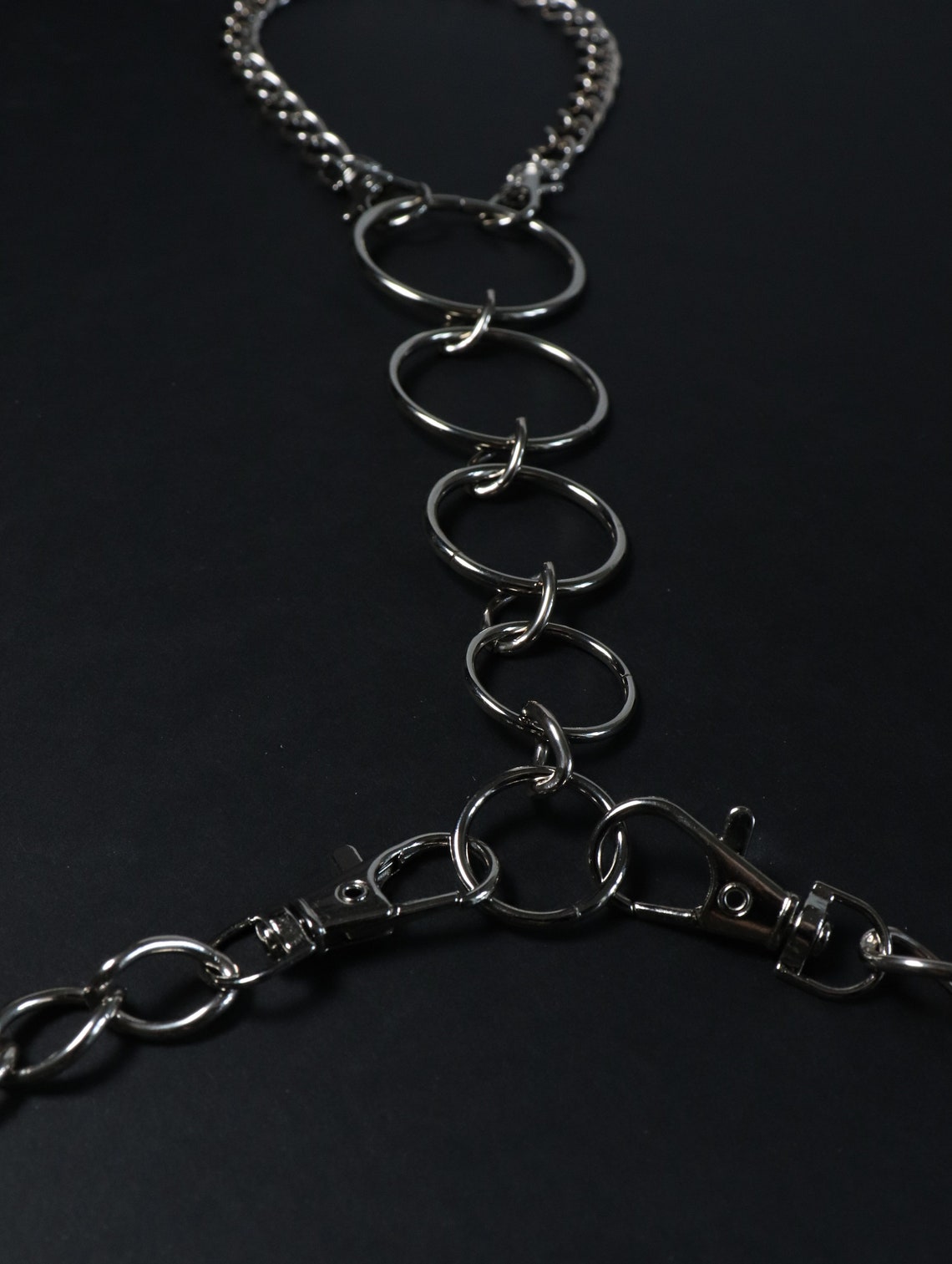 Silver Chain Harness and Multiple Rings Etsy