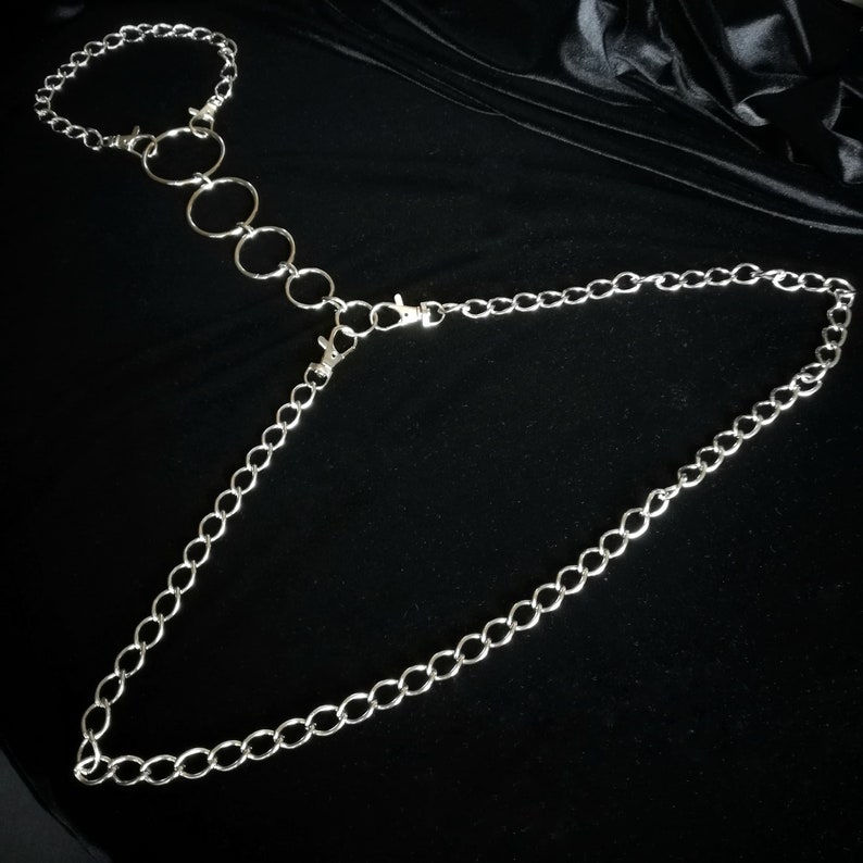 Silver chain harness and multiple rings Etsy