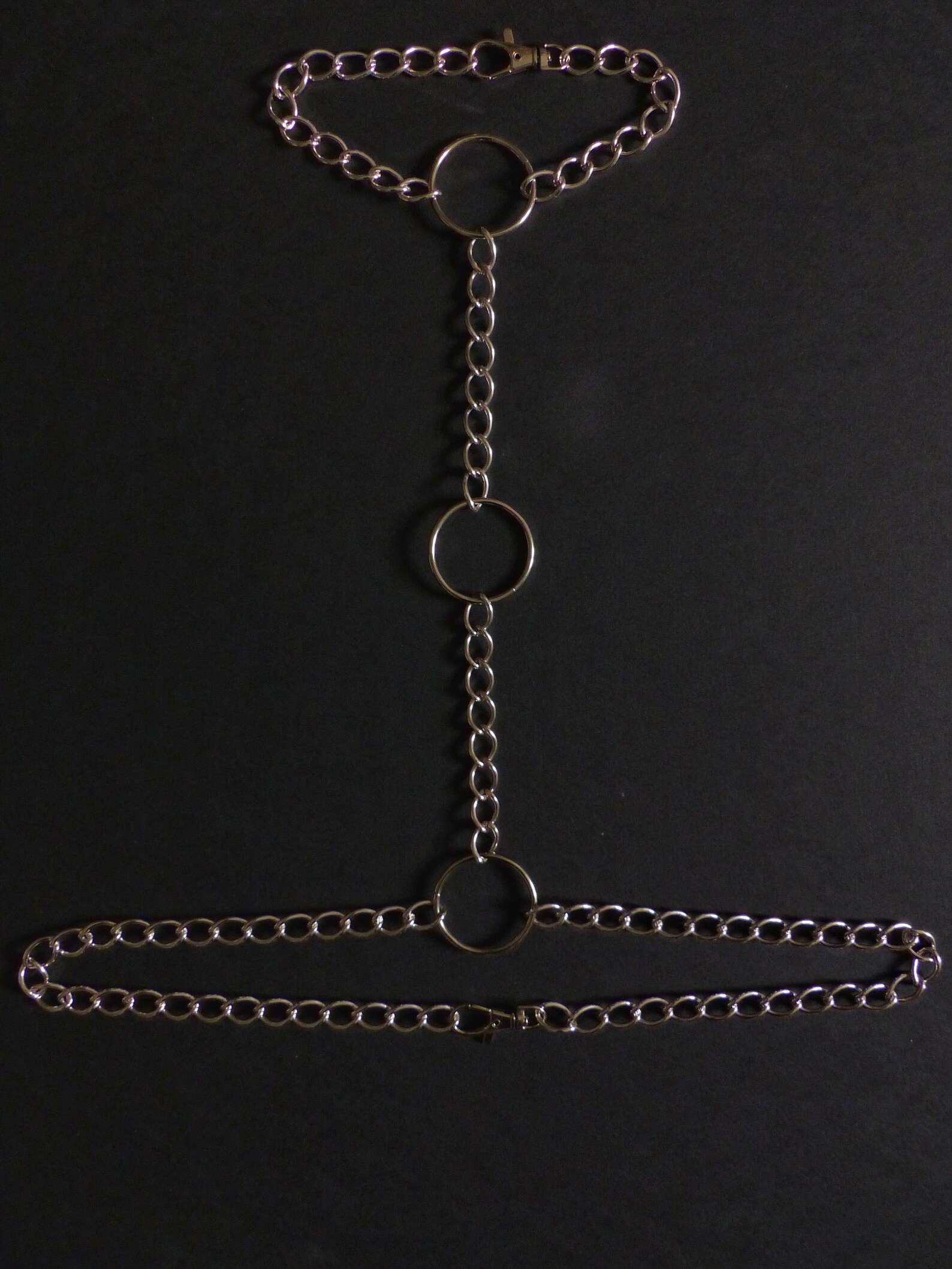 Underboobs silver chain harness and triple O ring // Chain Etsy