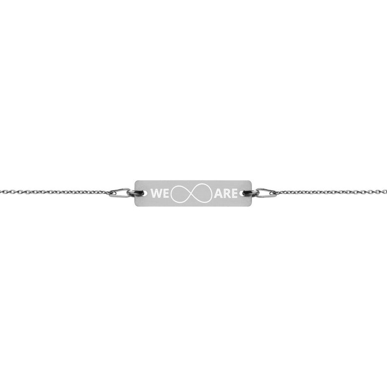 We Are infinityEngraved Silver Bar Chain Braceletwomen/'s jewelry