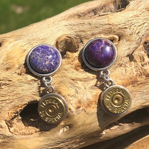 38 special purple gemstone bullet earrings