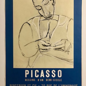 Cartel original de la exposición de Picasso de 1956 impreso por Mourlot