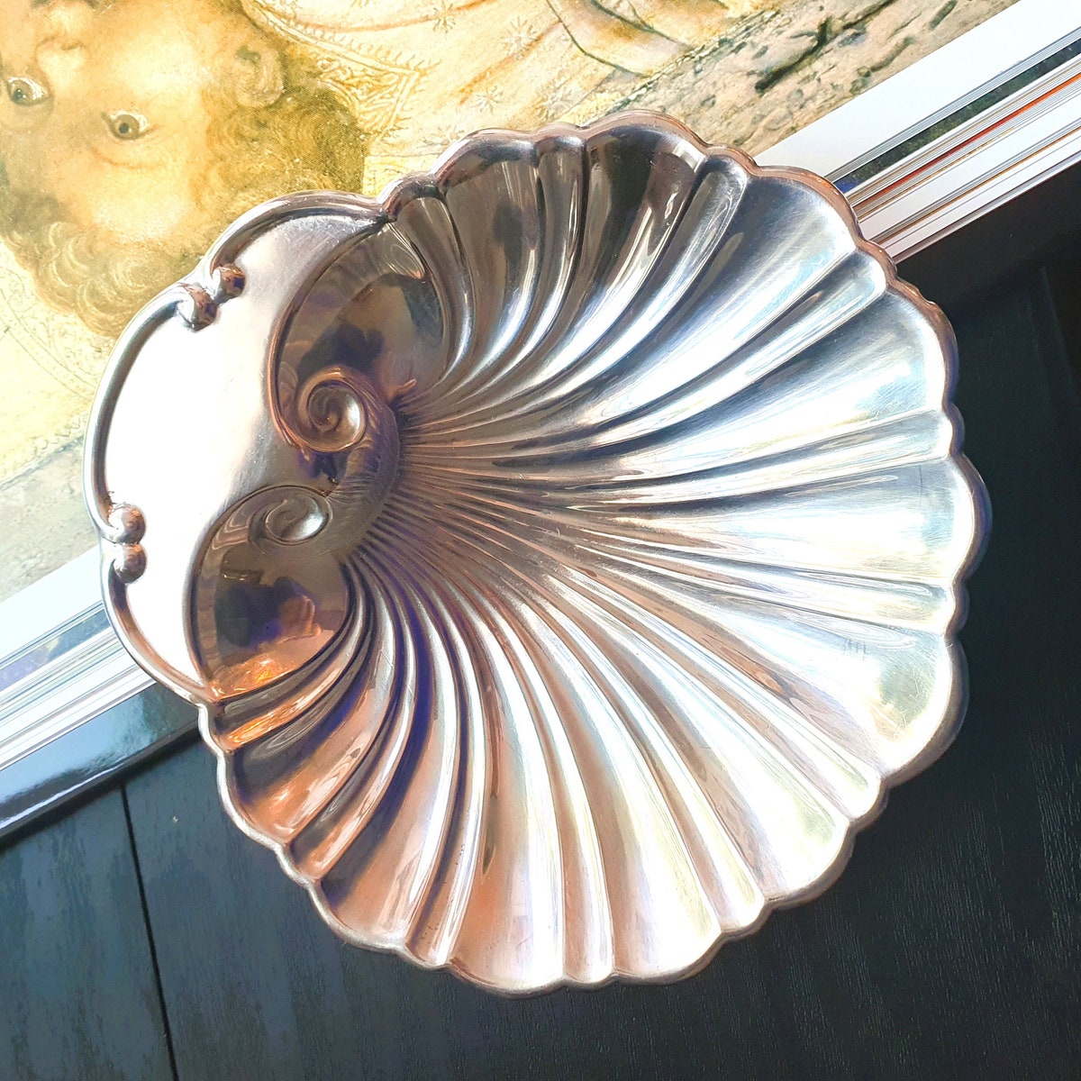 Antique Sterling Silver Scallop Shell Nut Dish