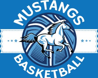 High School Basketball Tee: Gallop to Victory with Mustangs Design | SVG & AI Editable