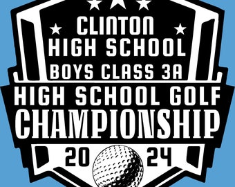 T-shirtdesign för gymnasiemästerskapet i golf - redigerbar SVG, AI, PDF