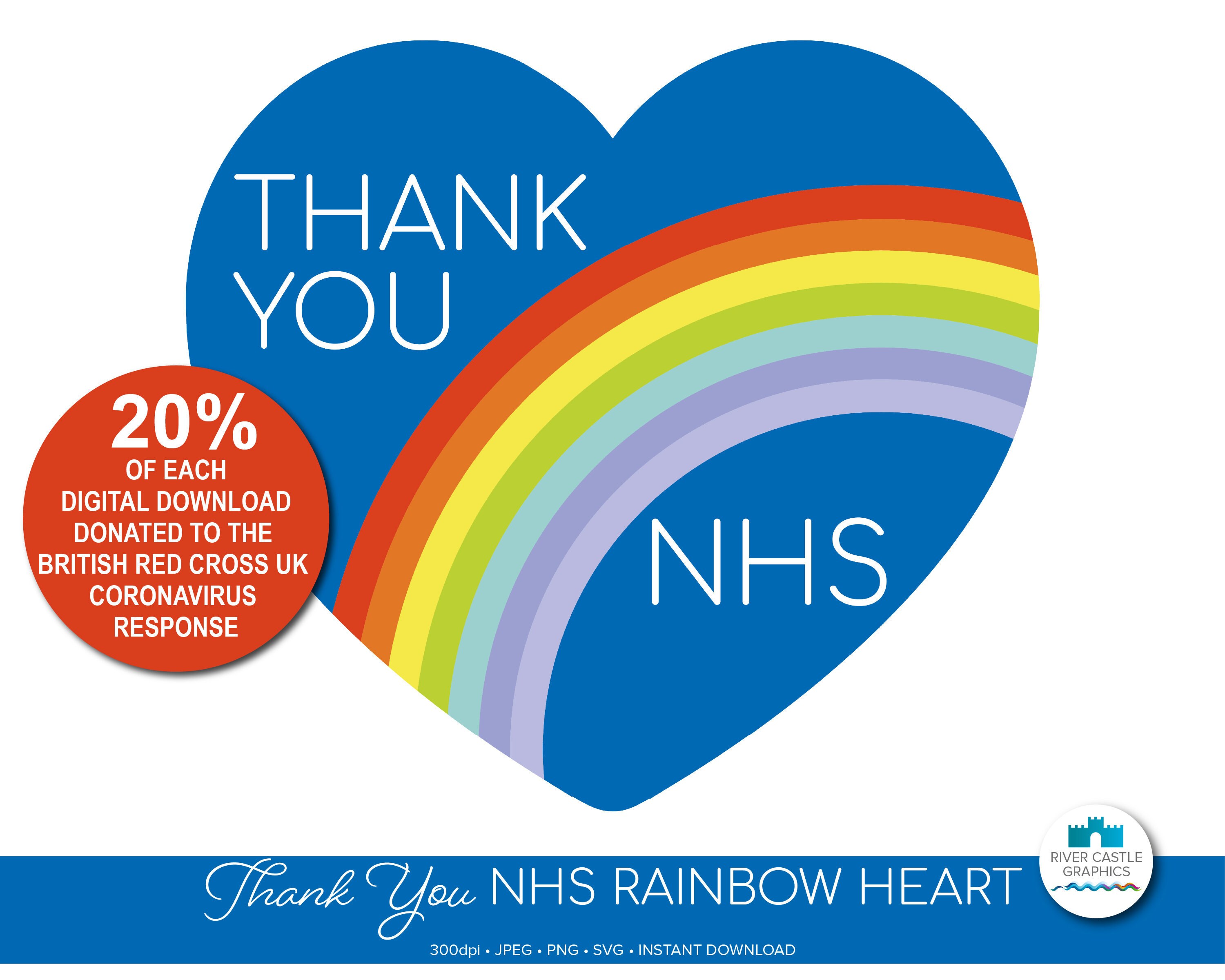 NHS Rainbow Heart Digital Download Rainbow Heart SVG NHS Etsy