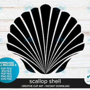 Scallop Shell Clip Art, Sea Shell Clipart, Sea Shell Art, Beach Art, Nautical Ocean Sealife, Sea Shell Dxf, Shell Jpg, Scallop Svg