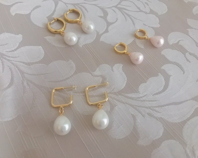 waterproof gold earrings Gold filled earrings with fresh water pearls no-tarnish hoop pearl earrings